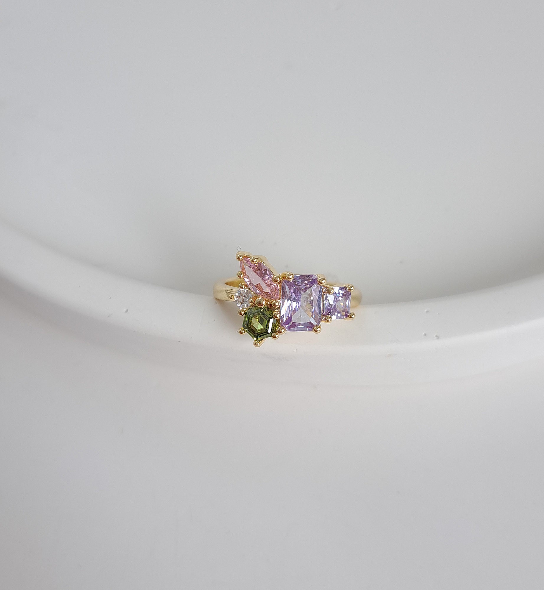 Color Gemstone Cluster Ring