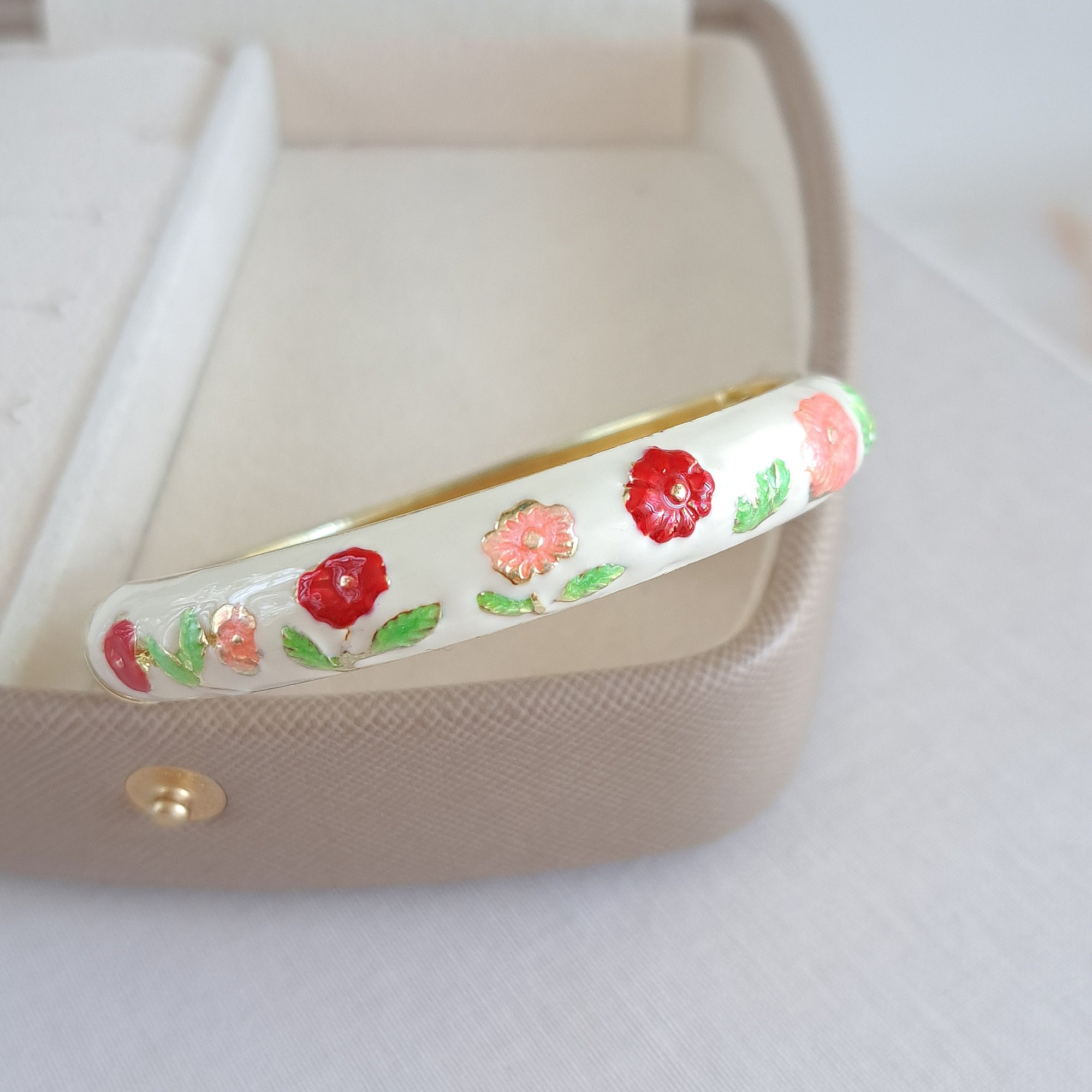 White Floral Enamel Bracelet