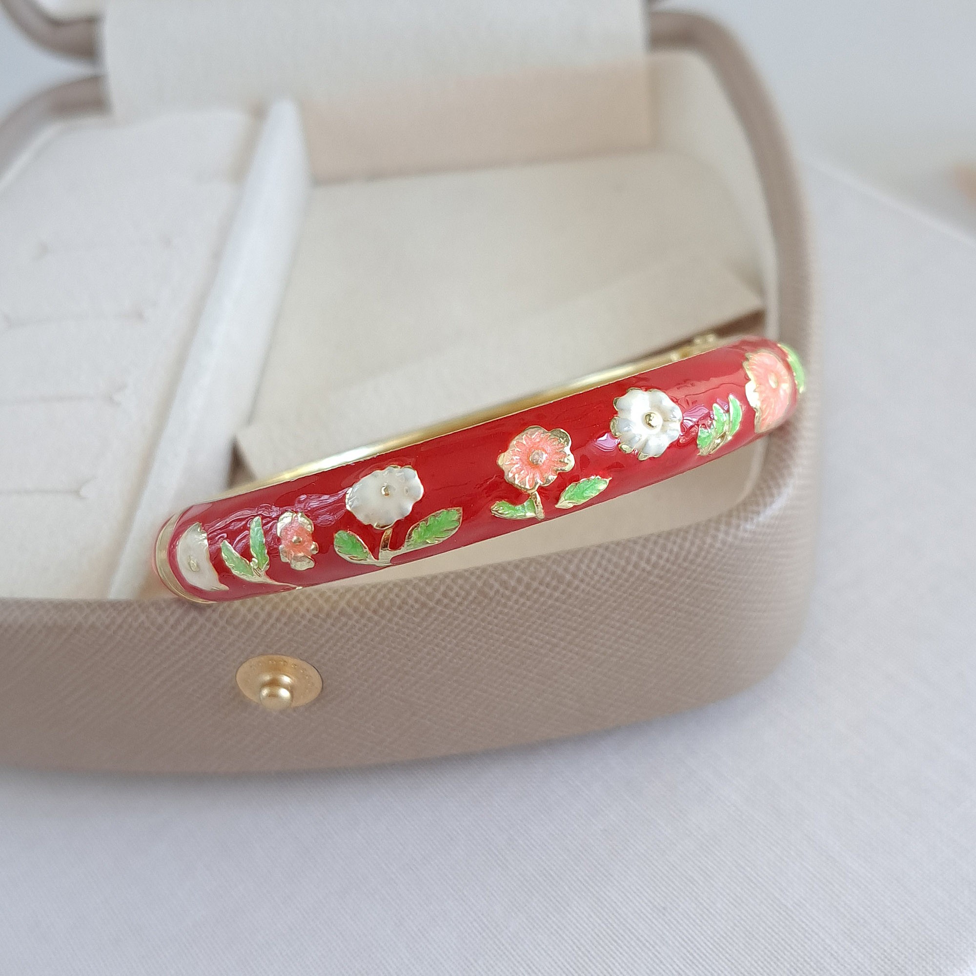 Red Floral Enamel Bracelet