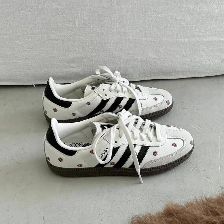 Adidas Samba White Black Flower Gum (İTHAL KALİTE)
