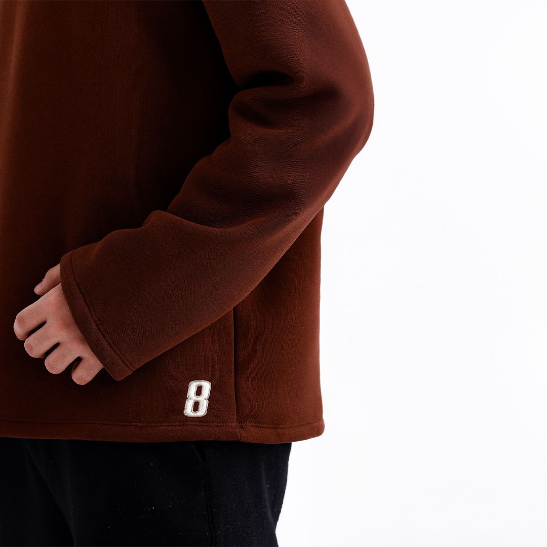 Kahverengi Polo Yaka Oversize Sweatshirt