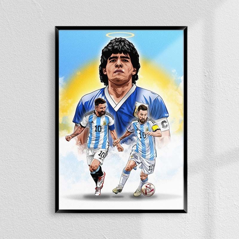 Lionel Messi WC22 Maradona Poster