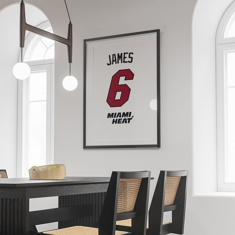 LeBron James Miami Beyaz Forma Poster