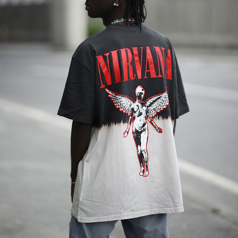 Nirvana Acid Wash Yıkamalı Oversize Tişört