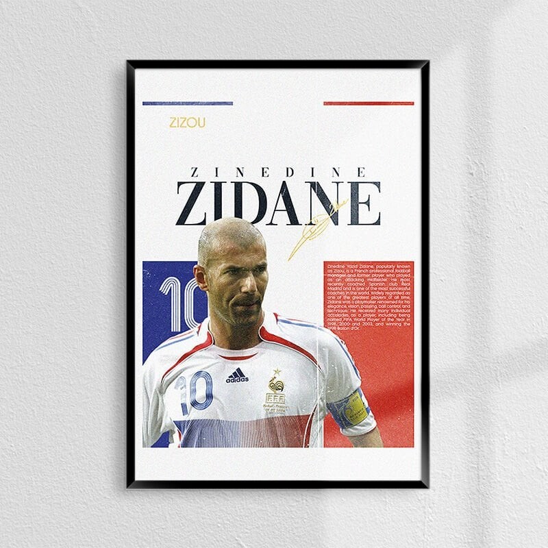 Zinédine Zidane Fransa Unutulmazlar Serisi Poster
