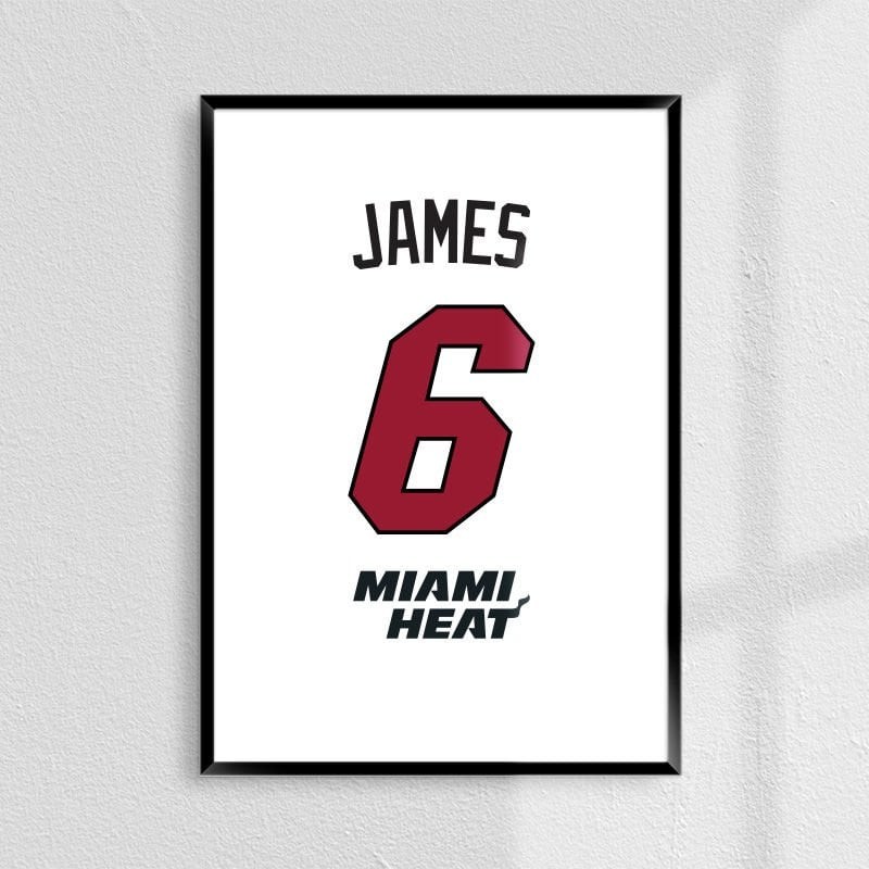 LeBron James Miami Beyaz Forma Poster