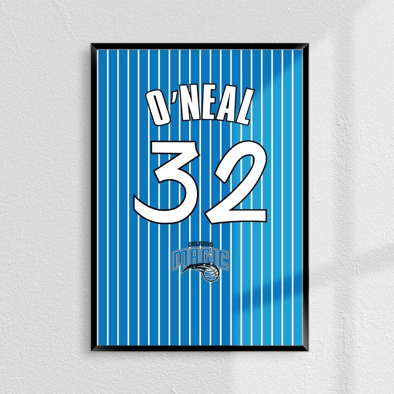 Shaquille O'Neal 32 Mavi Forma Poster