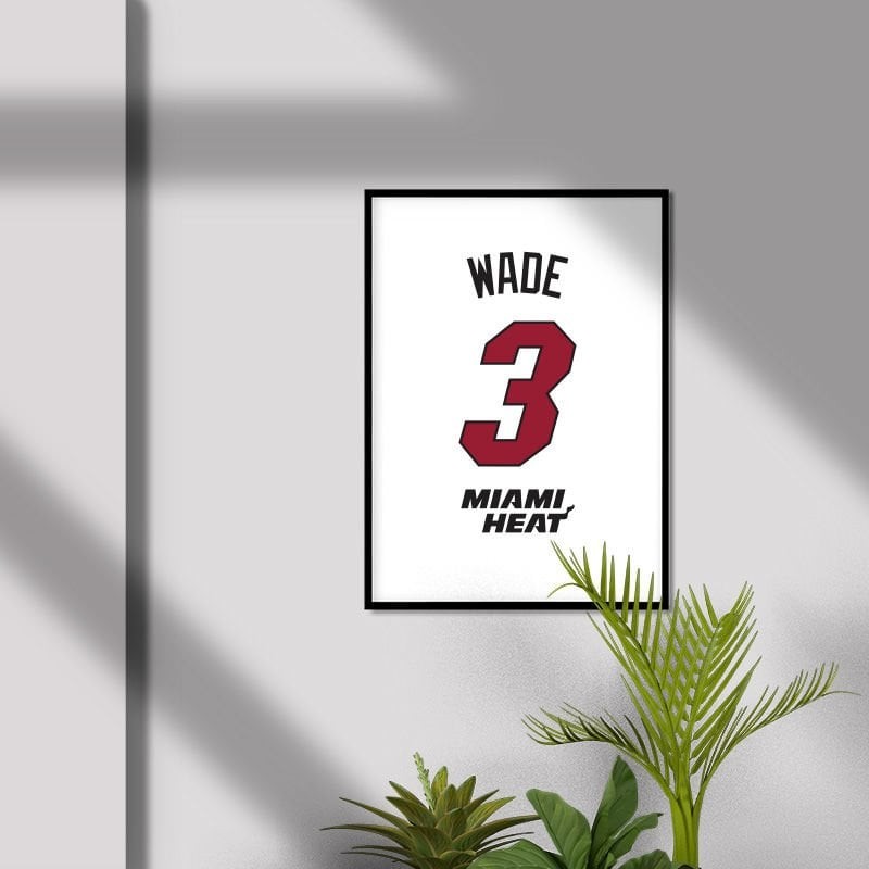 Dwyane Wade Miami Beyaz Forma Poster