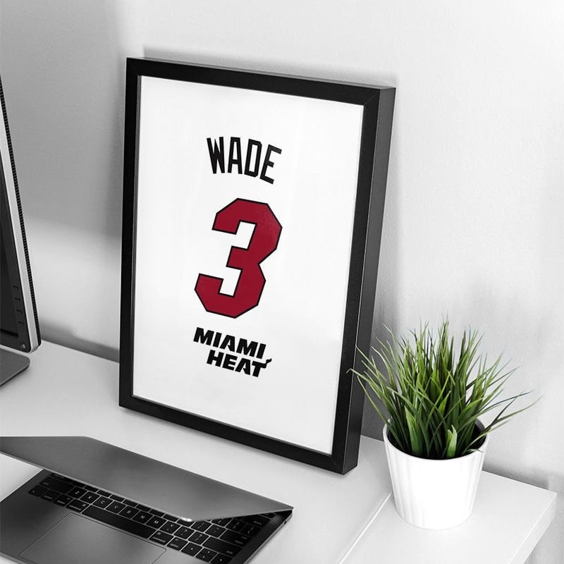 Dwyane Wade Miami Beyaz Forma Poster