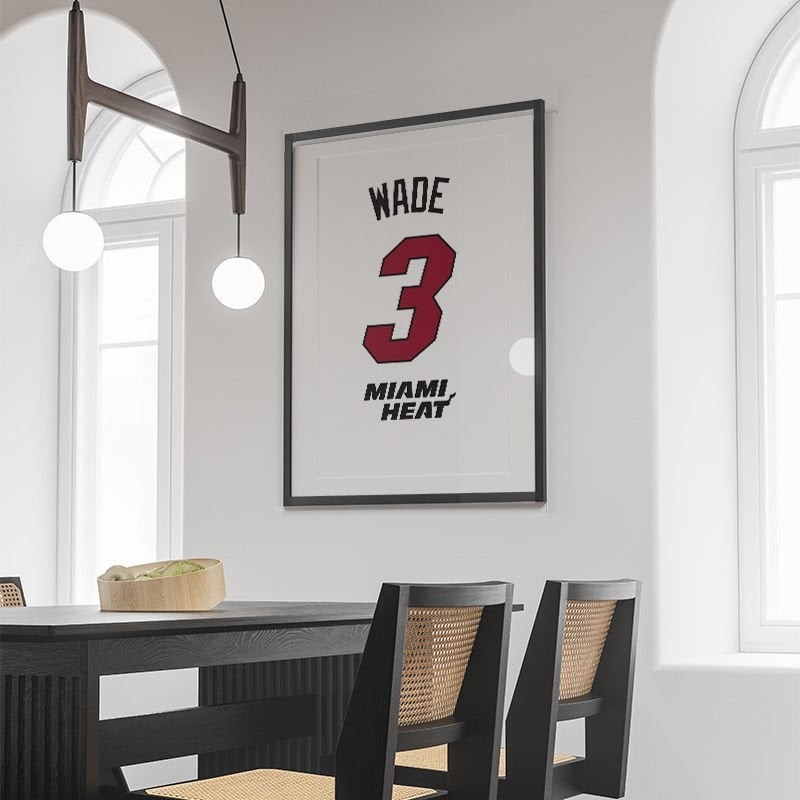 Dwyane Wade Miami Beyaz Forma Poster