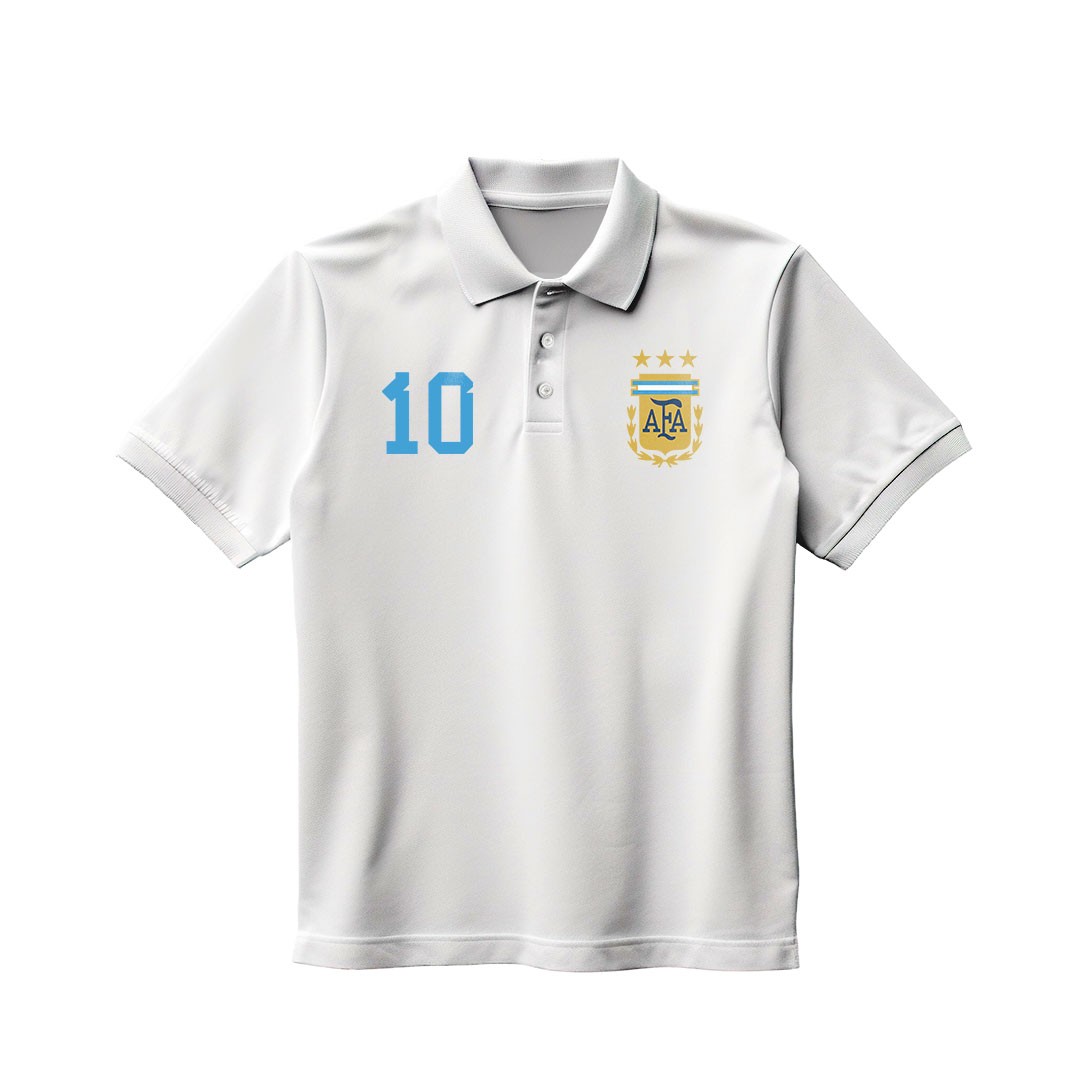 Messi 10 Beyaz Polo Yaka Tişört