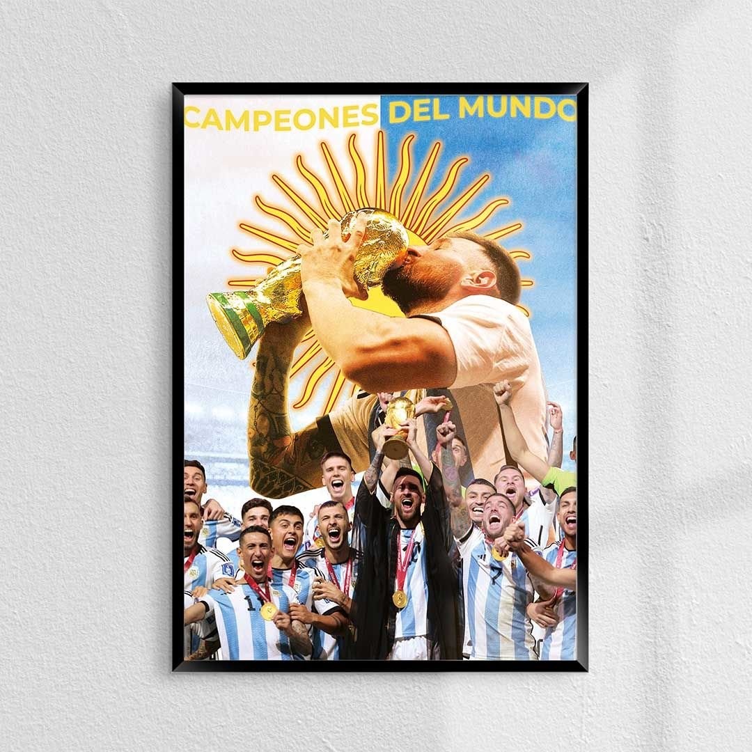 Arjantin 2022 Dünya Kupası Campeones Del Mundo Poster