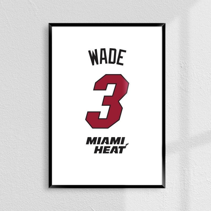 Dwyane Wade Miami Beyaz Forma Poster