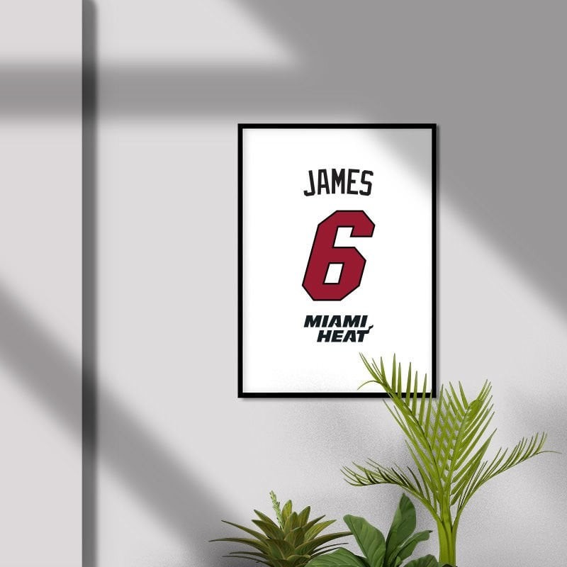 LeBron James Miami Beyaz Forma Poster
