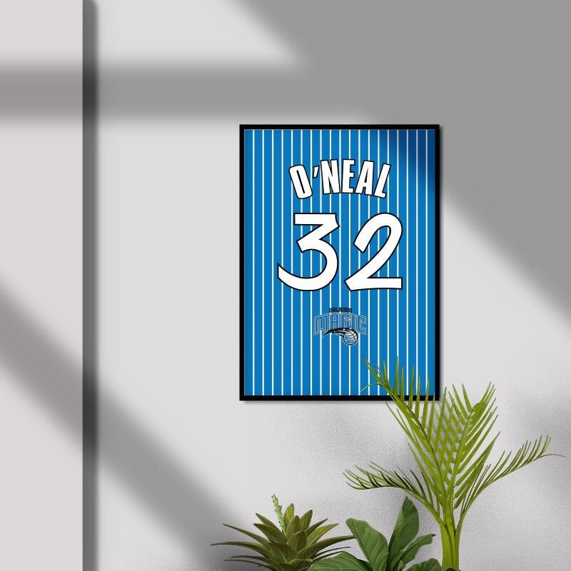 Shaquille O'Neal 32 Mavi Forma Poster