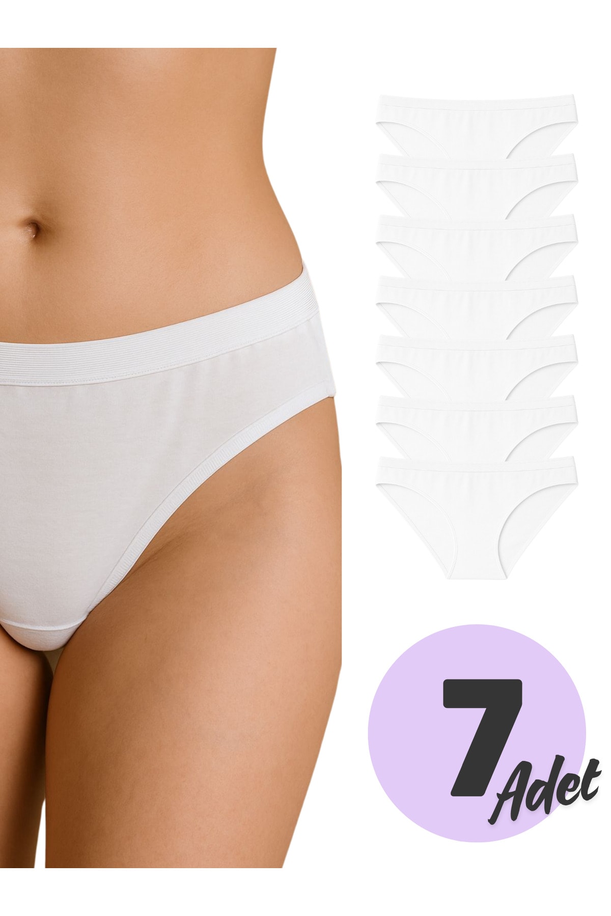 Kadın Pamuklu Likralı Bikini Külot 7'li Paket 