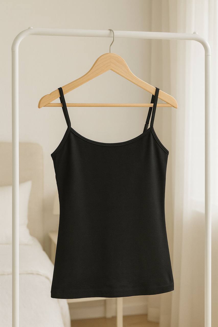 Clara Butik Kadın Siyah Ip Askılı Likralı Atlet