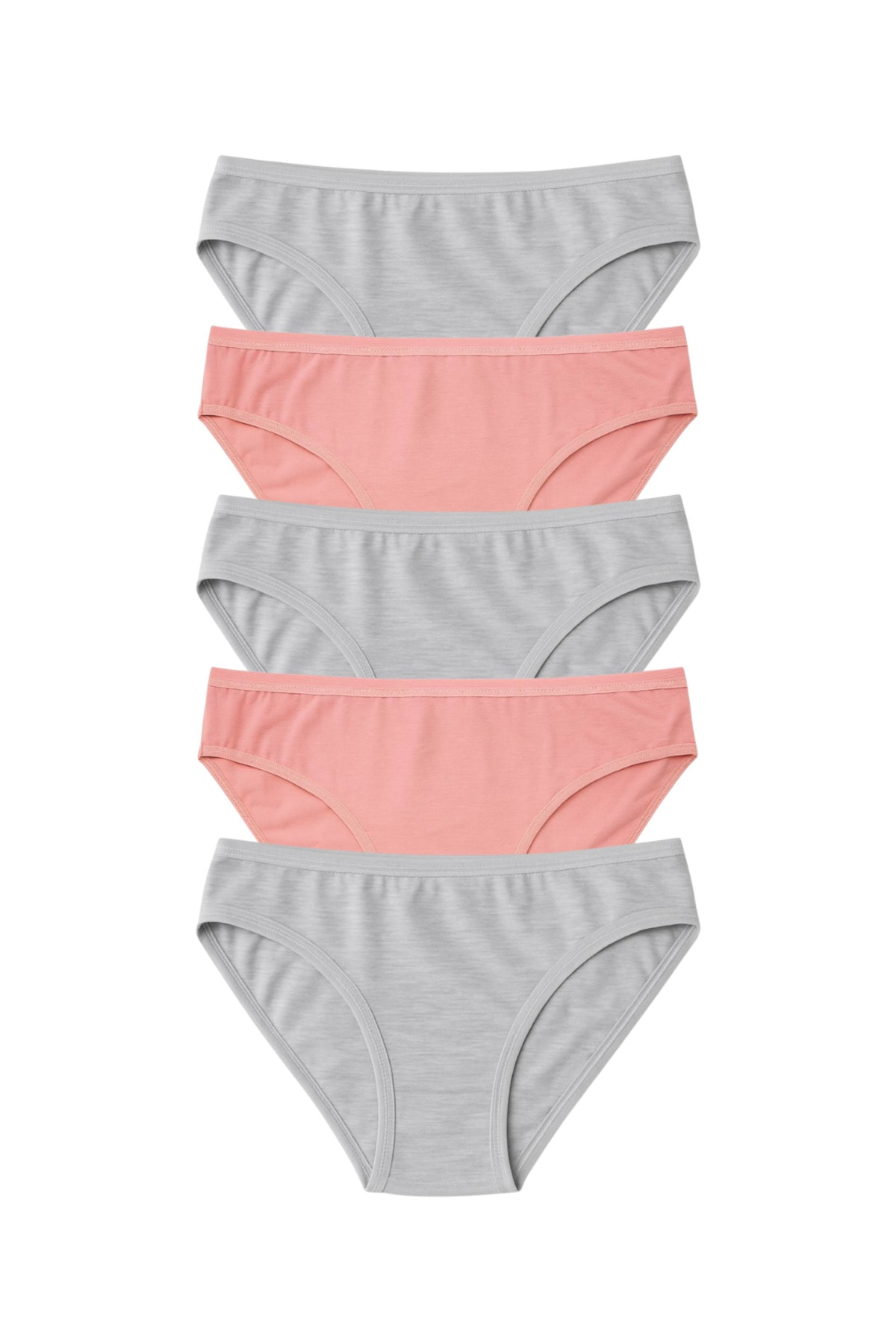 Kadın Pamuklu Likralı Bikini Külot 5'li Paket – Pastel Renk (Pembe, Gri)