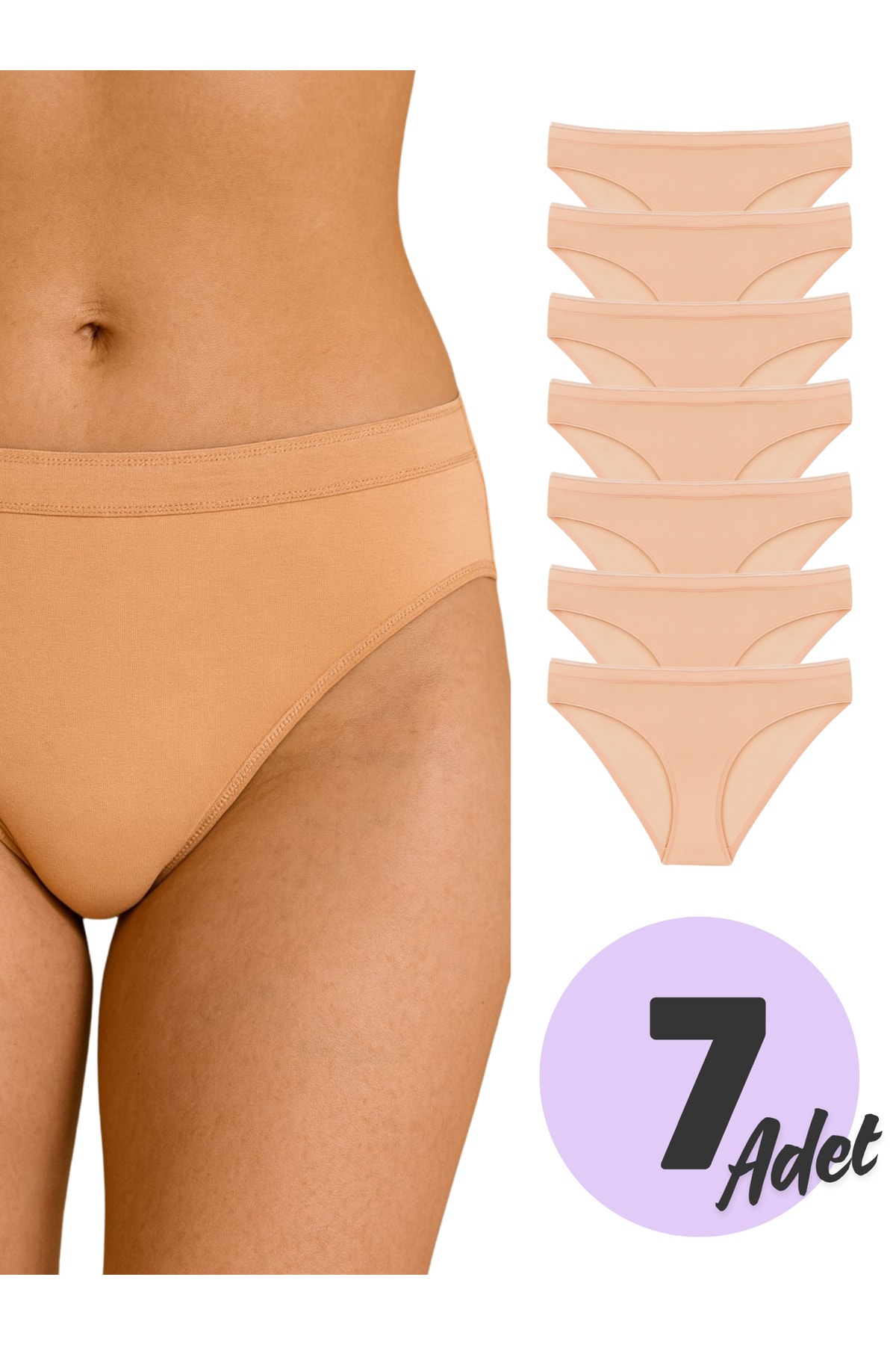 Kadın Pamuklu Likralı Bikini Külot 7'li Paket 