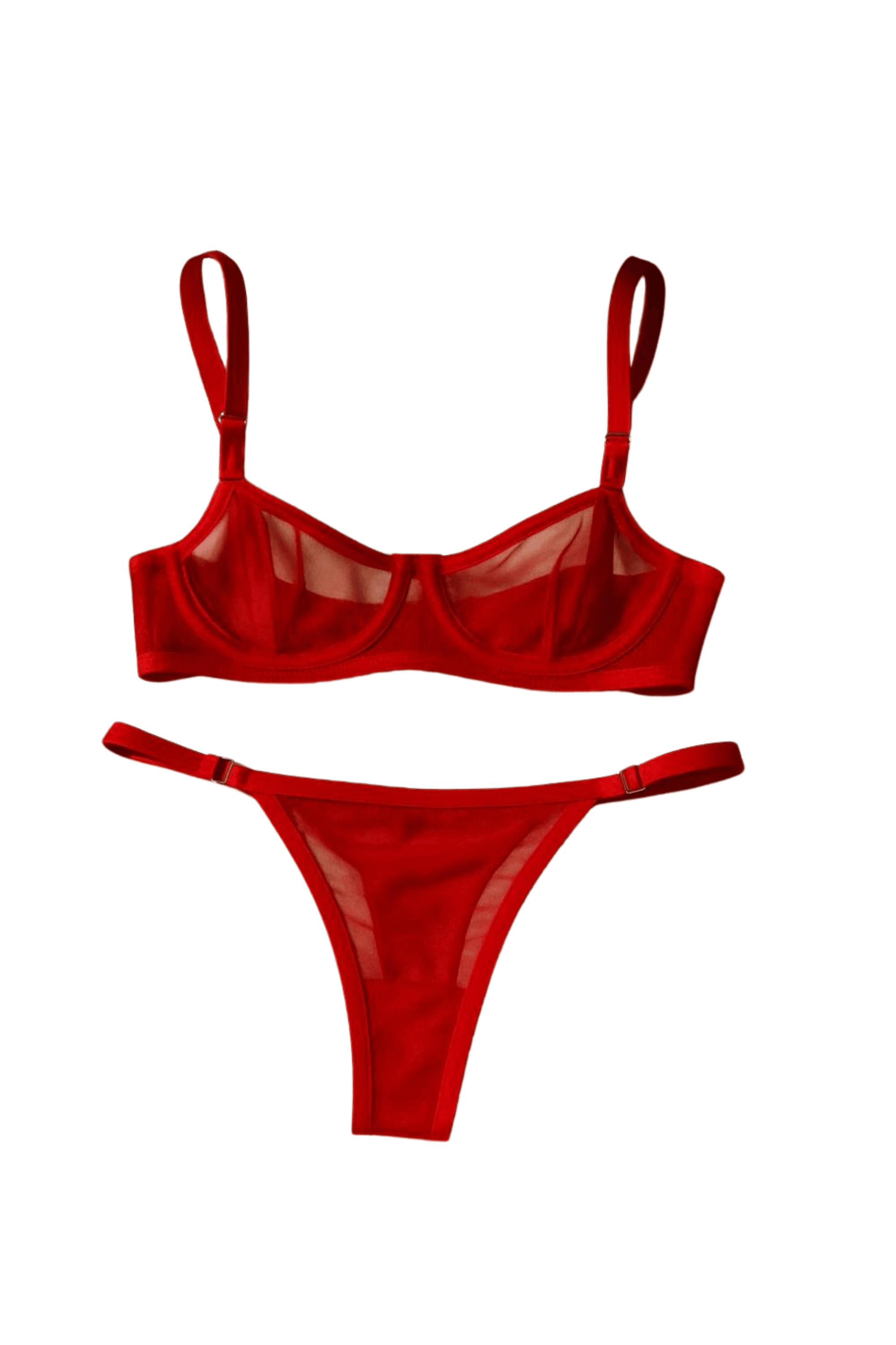 Kırmızı Balenli, Tül Bralet Set - kırmızı