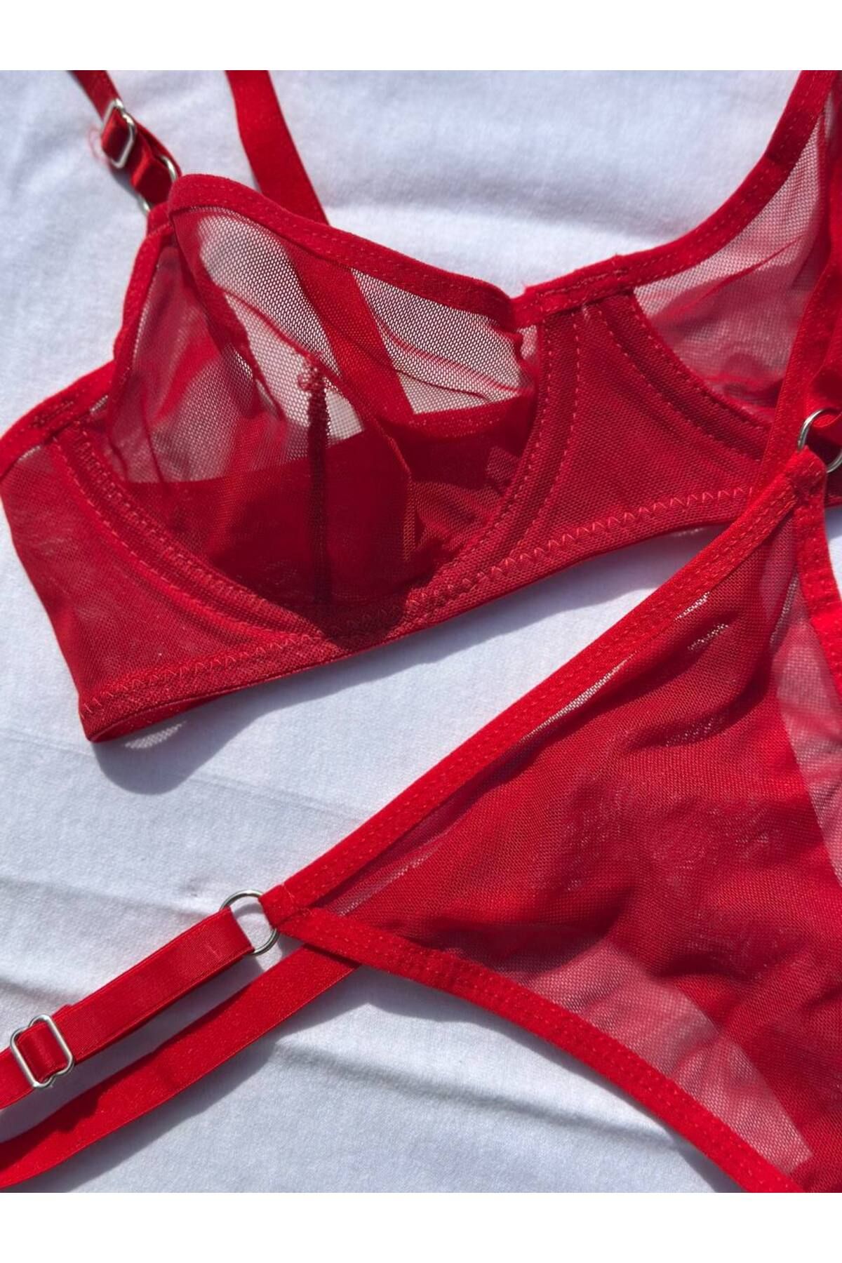 Kırmızı Balenli, Tül Bralet Set