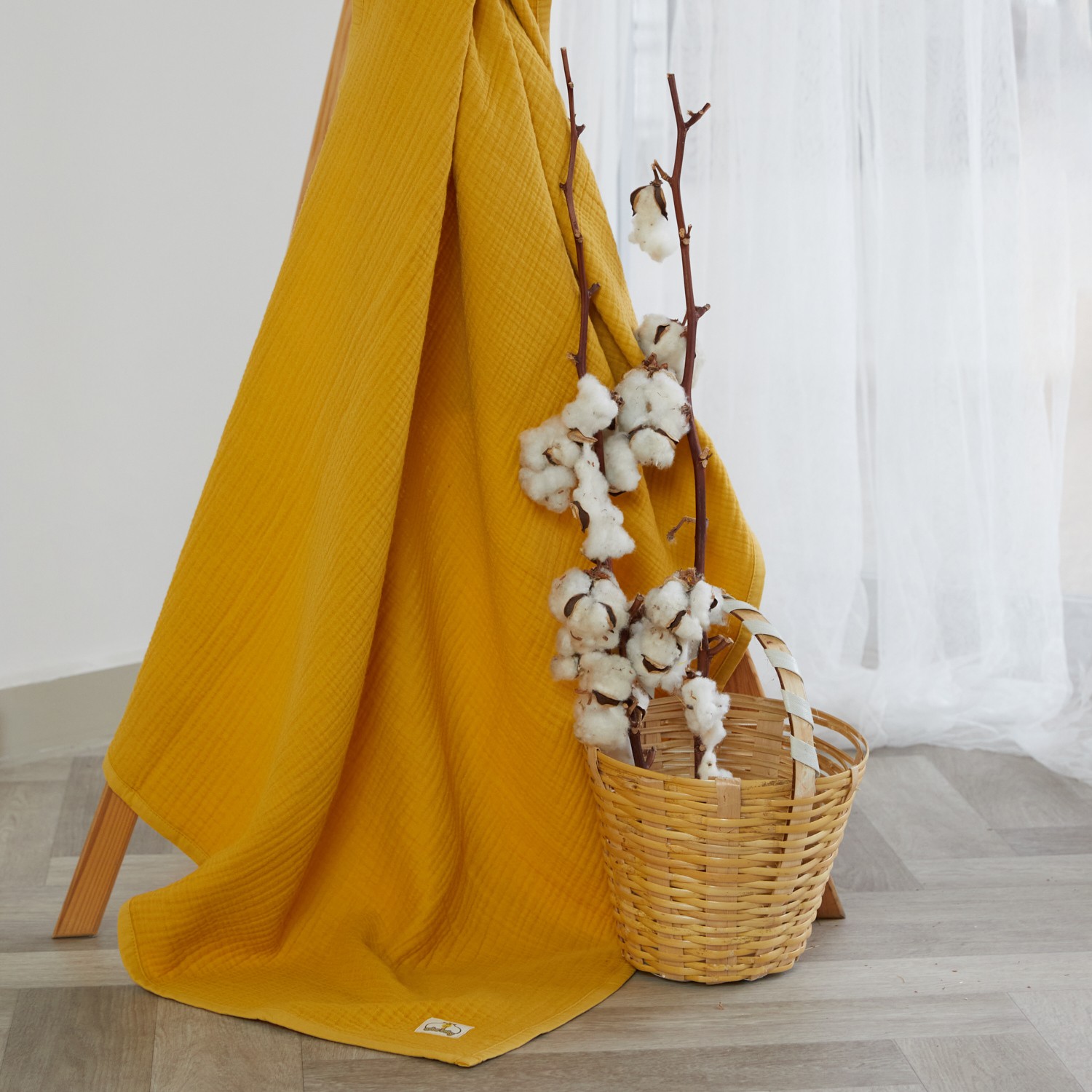 Organic 4 Layer Solid Color Muslin Baby Blanket - Mustard Color