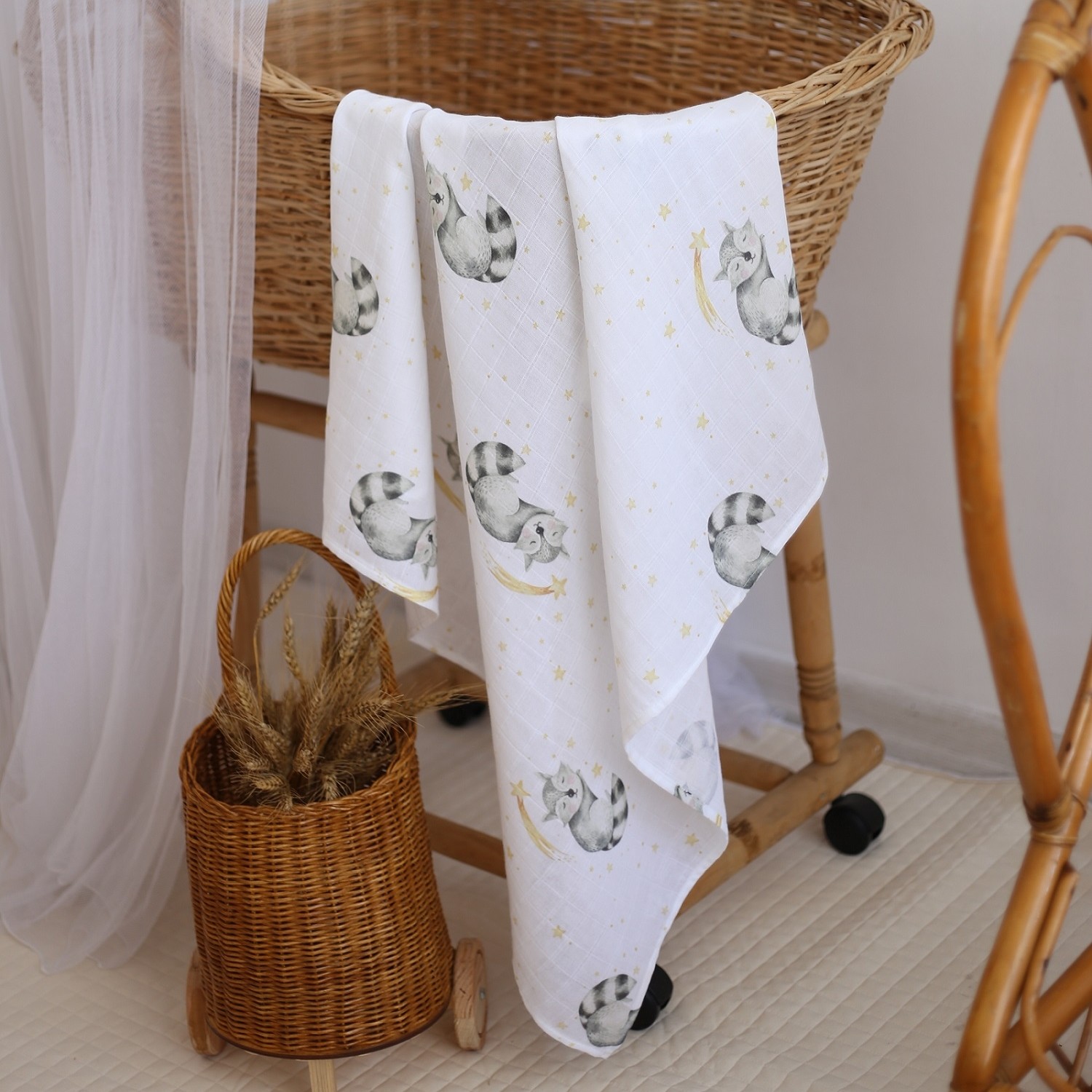 Organic Double Layer Checkered Muslin - Fox And Star Theme
