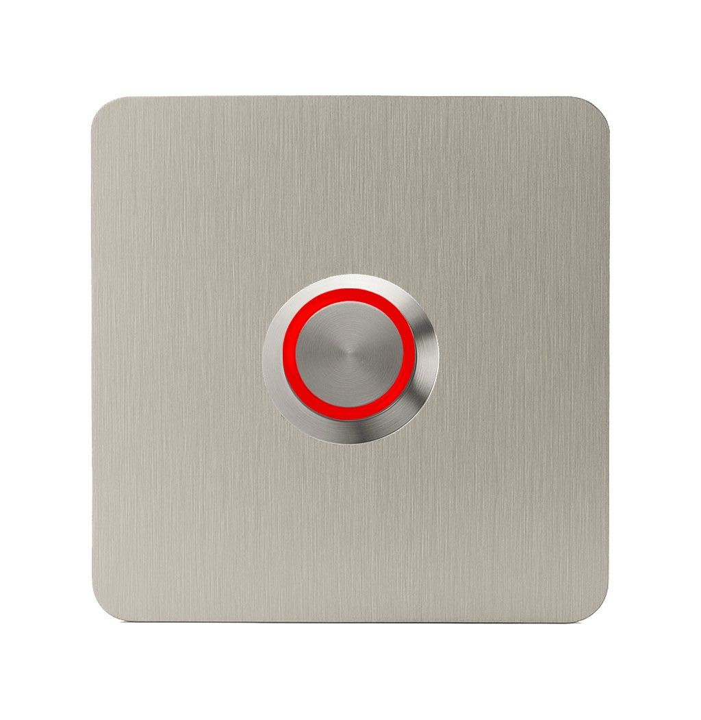 LOCKWAY Z403K Paslanmaz 304 Kare Zil butonu 70x70mm Kırmızı Led