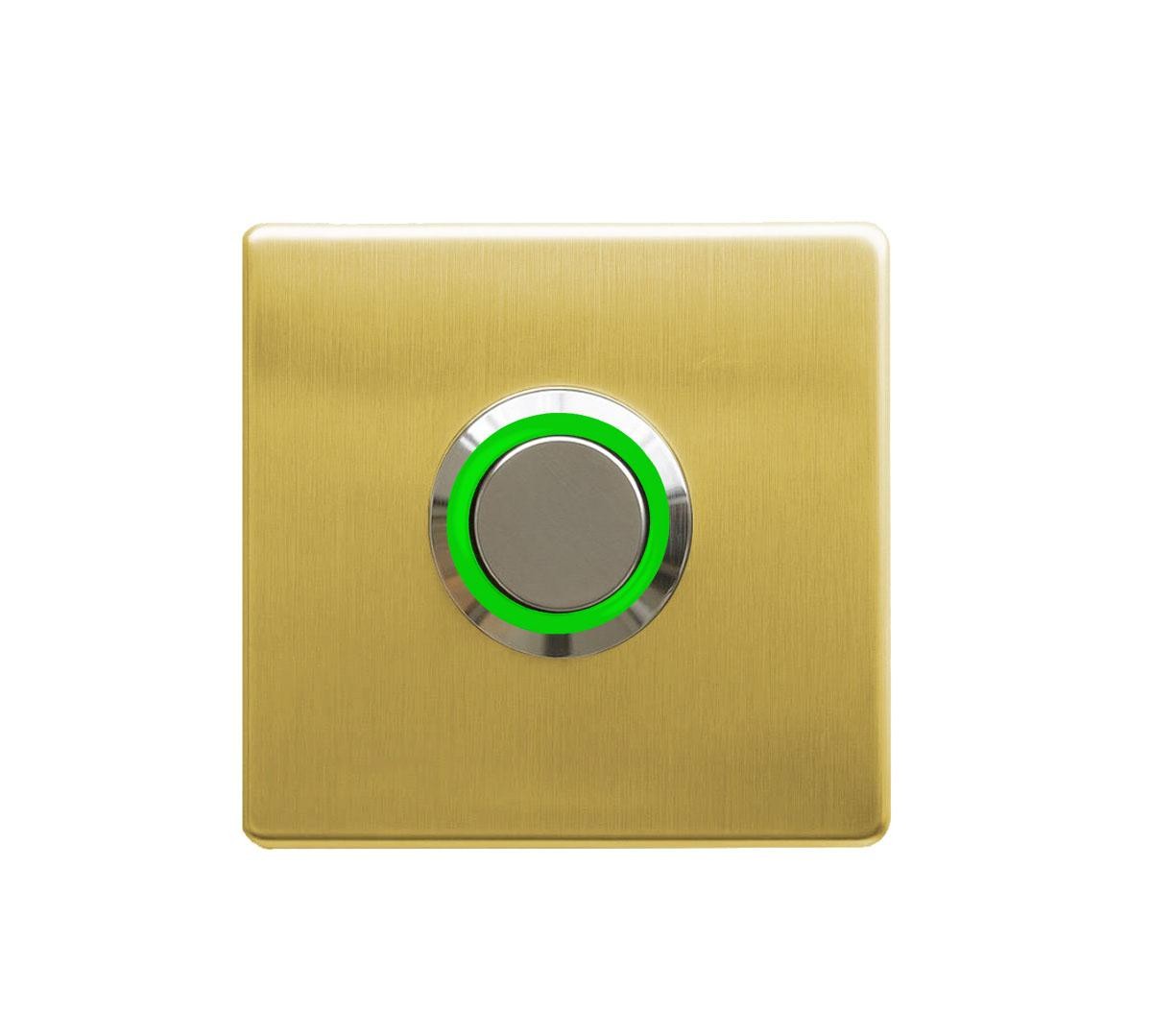 LOCKWAY Z-201GY Paslanmaz Tek Kontak Zil Butonu Yeşil Led - Altın Renk