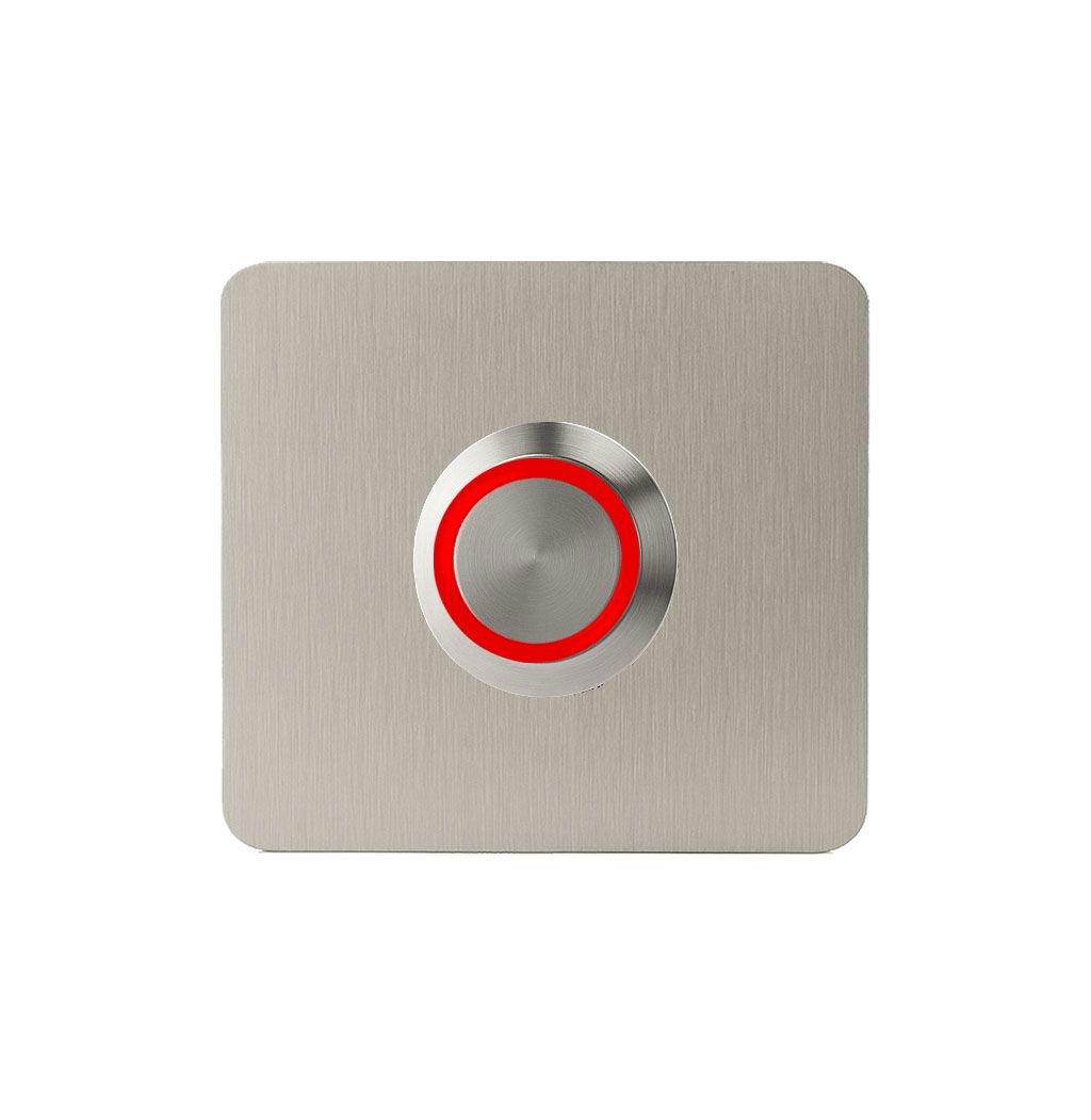 LOCKWAY Z-401K Paslanmaz 304 Kare Zil butonu 52x52mm Kırmızı Led
