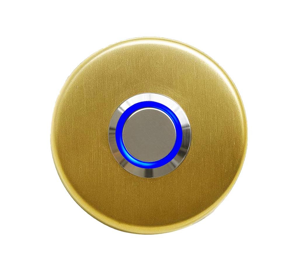 LOCKWAY Z-101GM Paslanmaz Zil Butonu - Altın Renk Mavi Led