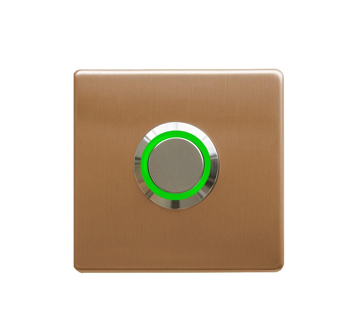 LOCKWAY Z-201ABY Antik Bronz Paslanmaz Tek Kontak Zil Butonu Yeşil Led