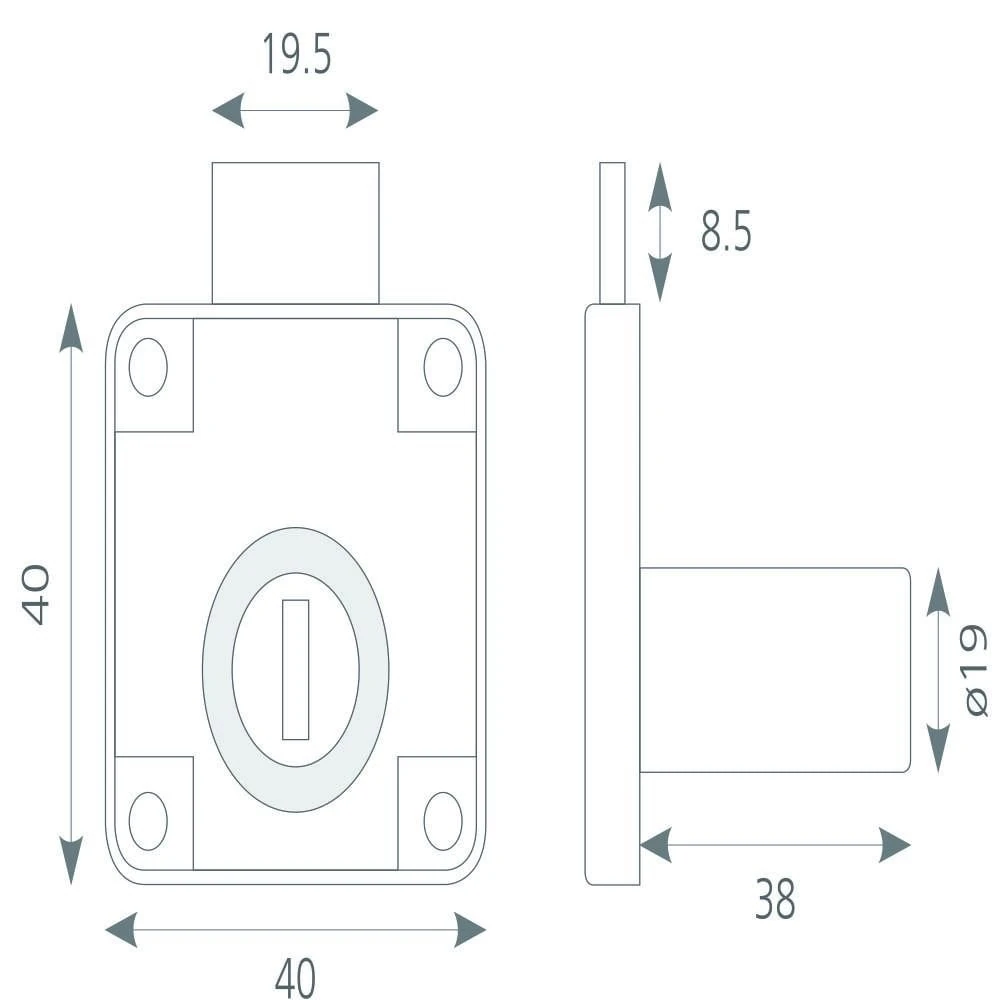 Canex Kare Çekmece Kilidi Uzun 38mm