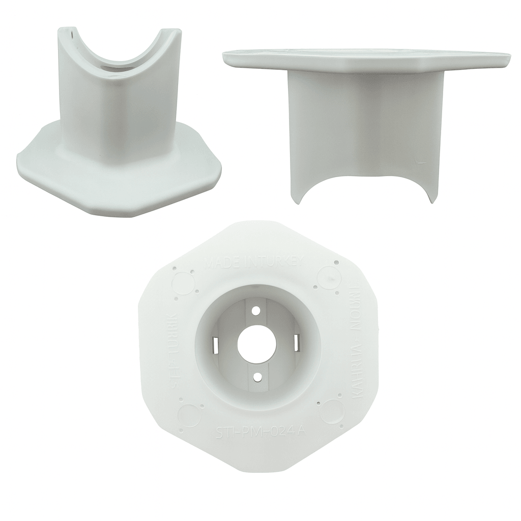 TRK-07 YUVARLAK ve ÇOKGEN DİREK İÇİN MONTAJ FLANŞI-BEYAZ