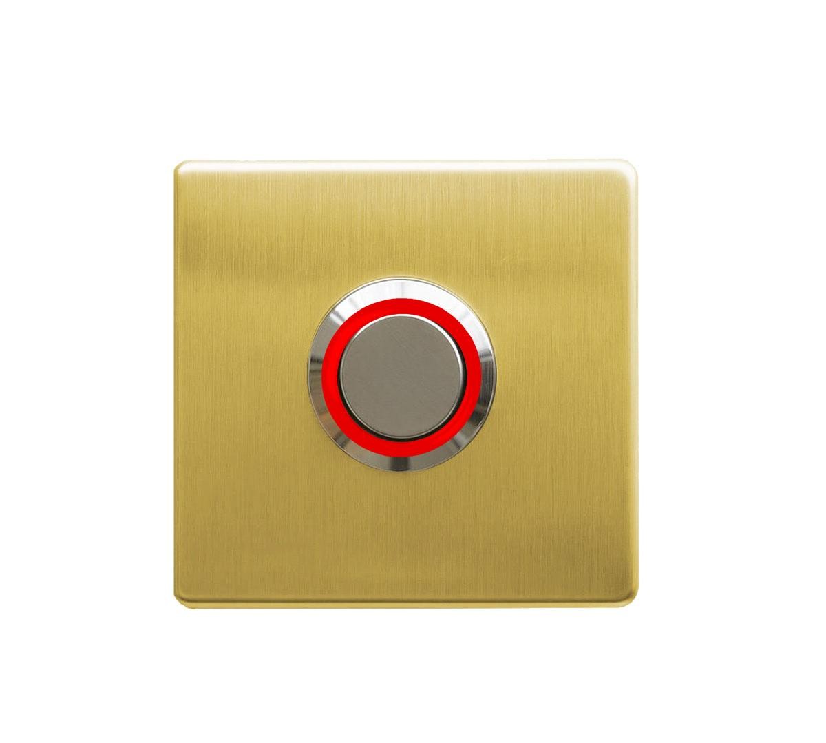LOCKWAY Z-201GK Paslanmaz Tek Kontak Zil Butonu Kırmızı Led - Altın Renk