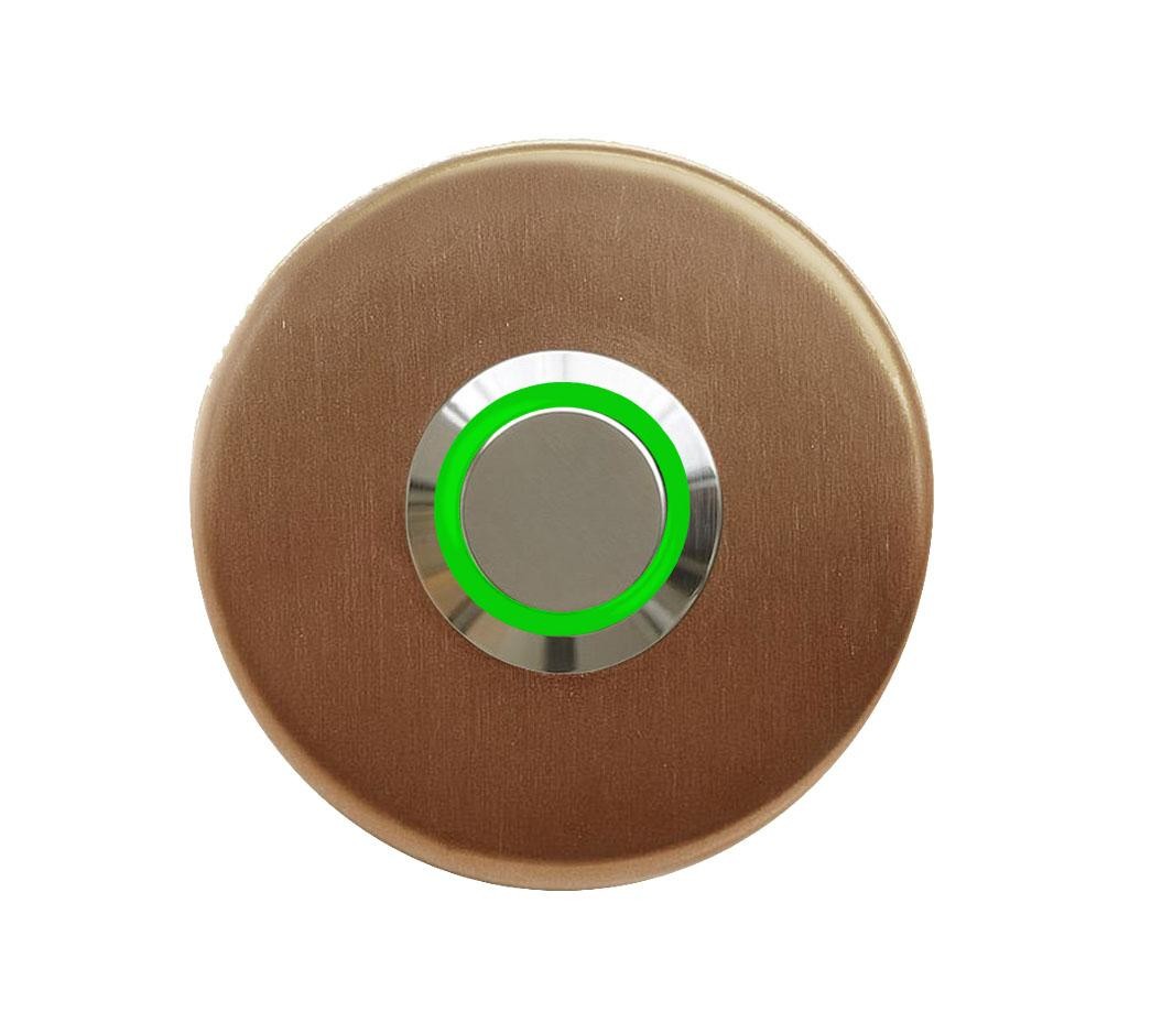 LOCKWAY Z-101ABY Antik Bronz Paslanmaz Tek Kontak Zil Butonu Yeşil Led