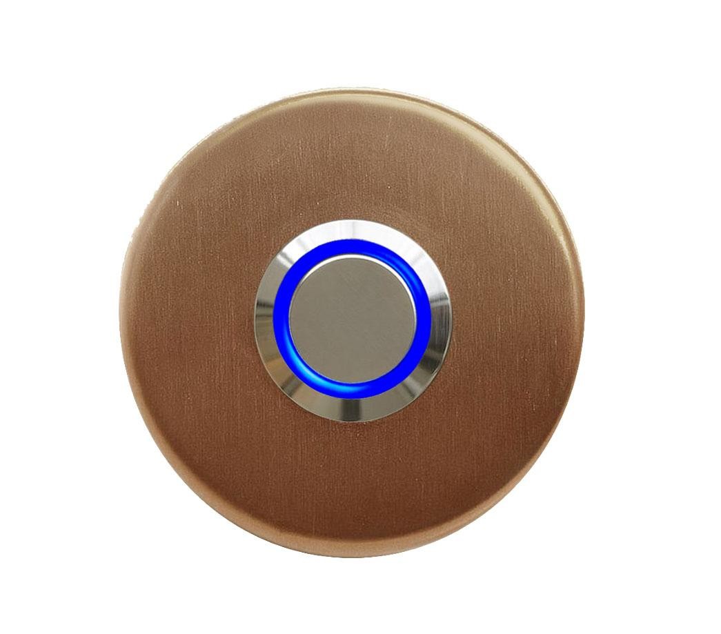 LOCKWAY Z-101ABM Antik Bronz Paslanmaz Tek Kontak Zil Butonu Mavi Led