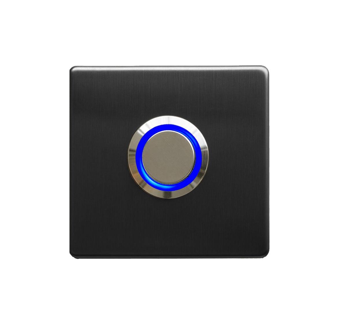 LOCKWAY Z-201SM Siyah Paslanmaz Tek Kontak Zil Butonu Mavi Led