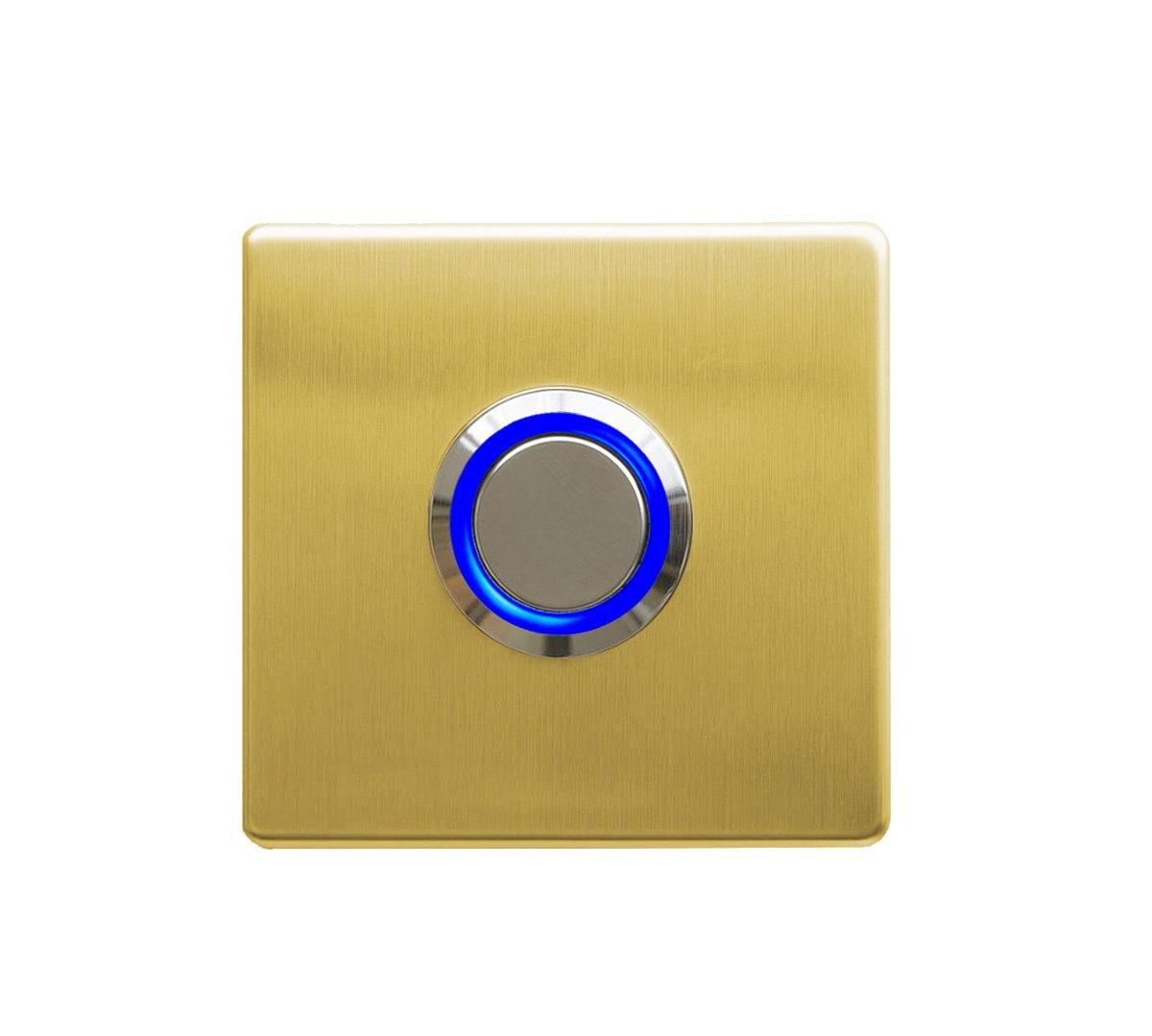 LOCKWAY Z-201GM Paslanmaz Tek Kontak Zil Butonu Mavi Led - Altın Renk