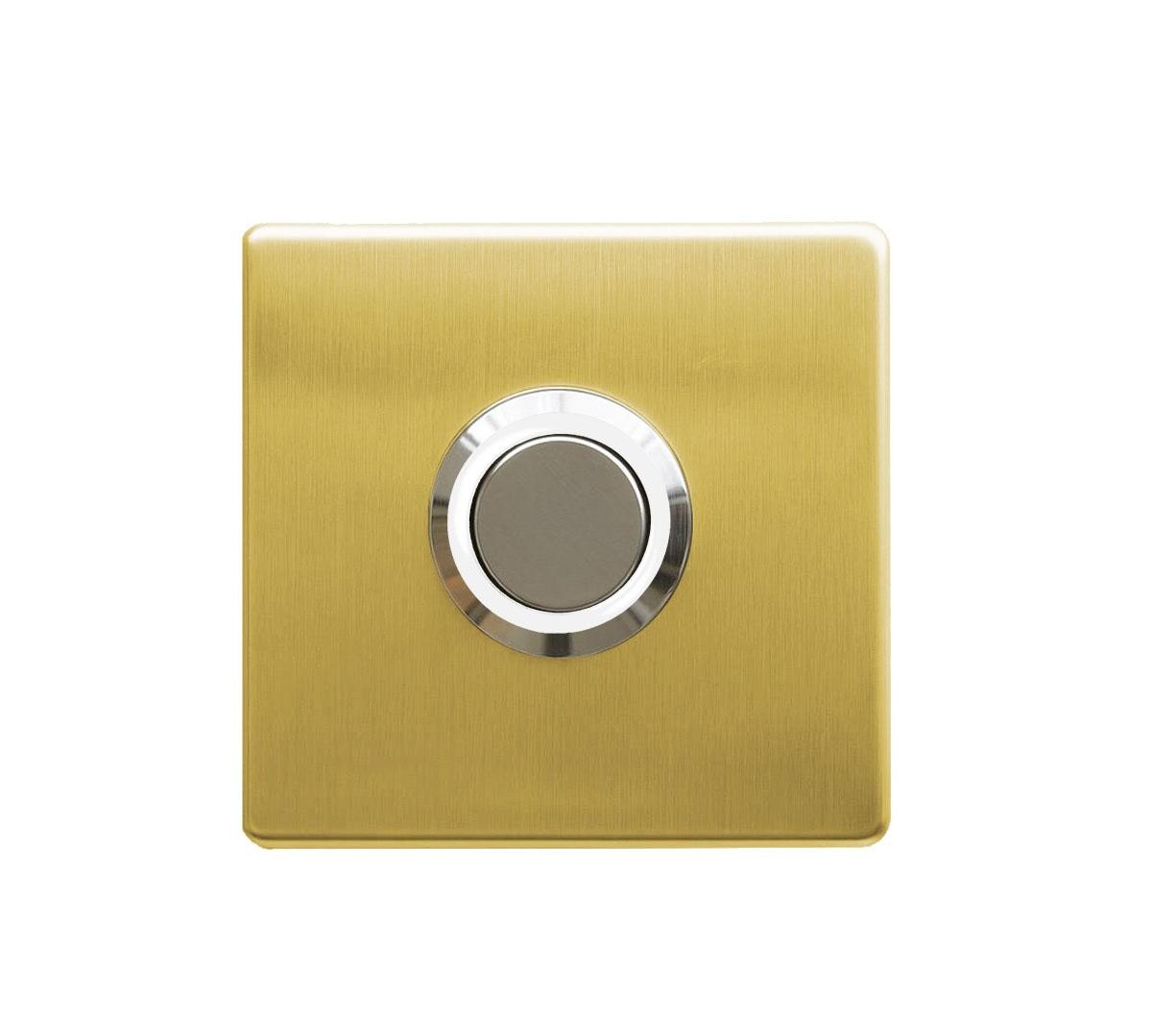 LOCKWAY Z-201GB Paslanmaz Tek Kontak Zil Butonu Beyaz Led - Altın Renk