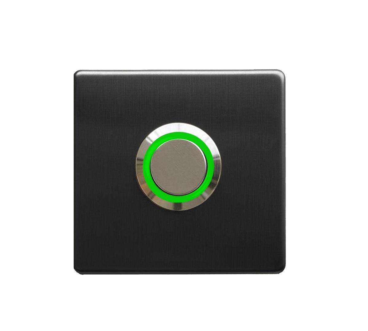 LOCKWAY Z-201SY Siyah Paslanmaz Tek Kontak Zil Butonu Yeşil Led