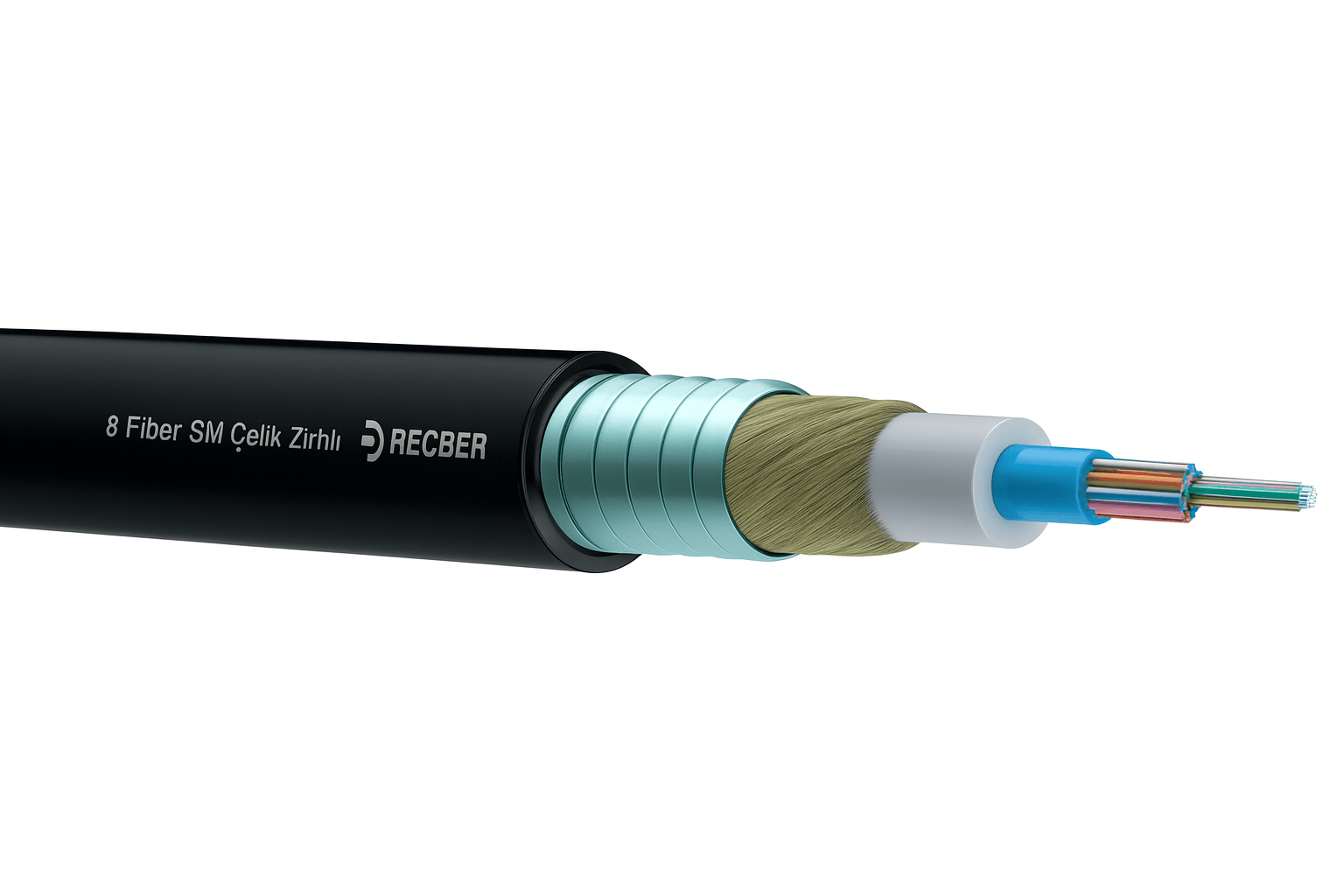 Reçber 4000170 REÇBER 4 Fiberli Single Mode Merkezi Tüplü ÇELİK ZIRHLI PE Dış Kılıf FO Kablo