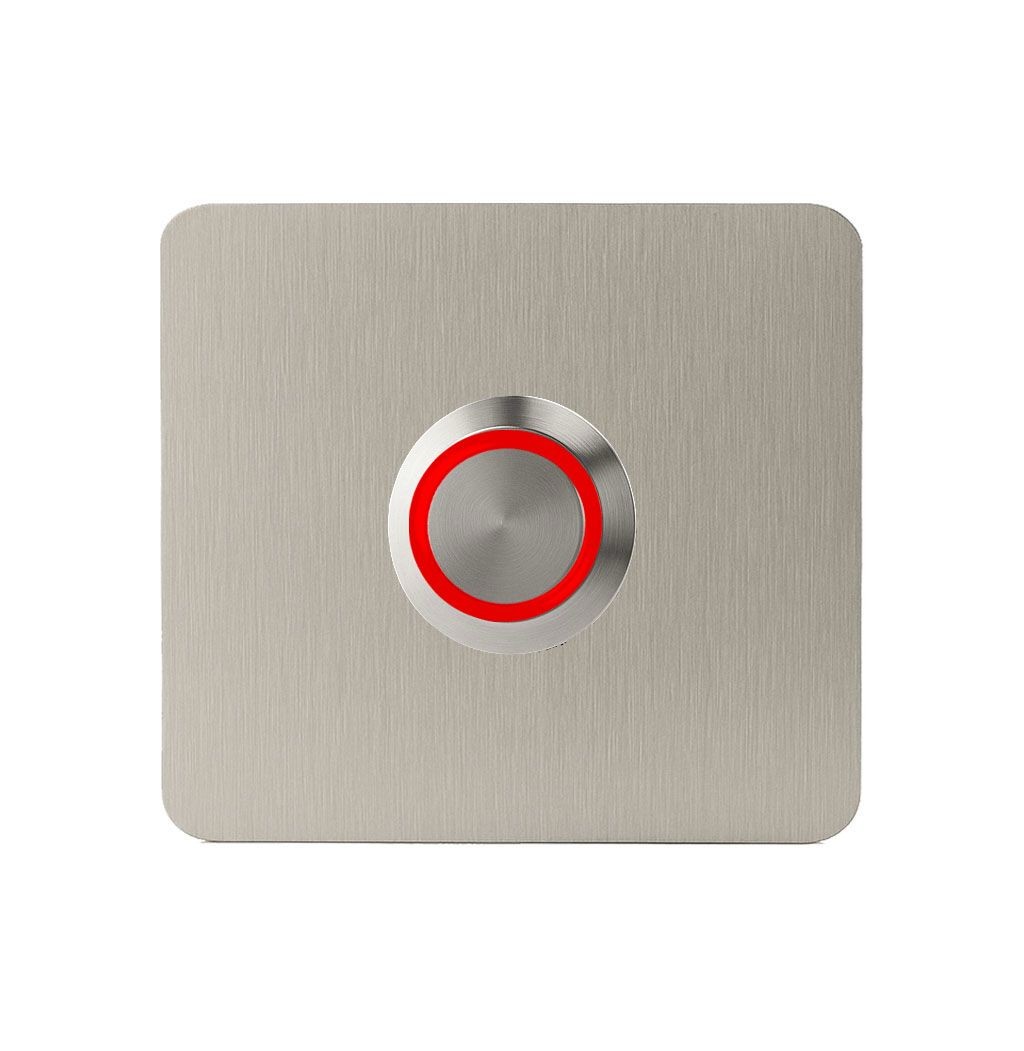 LOCKWAY Z402K Paslanmaz 304 Kare Zil butonu 60x60mm Kırmızı Led