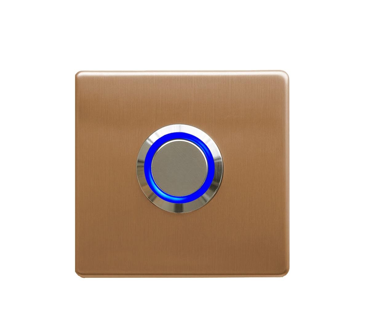 LOCKWAY Z-201ABM Antik Bronz Paslanmaz Tek Kontak Zil Butonu Mavi Led