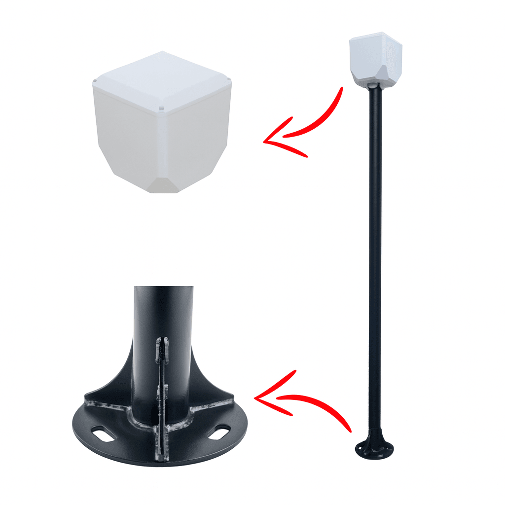 TRK-300+154 / 3 Mt Metal Direk + TRK-154 Küp ile Birlikte ( 7016 Düz Mat Antrasit Fırın Boyalı )