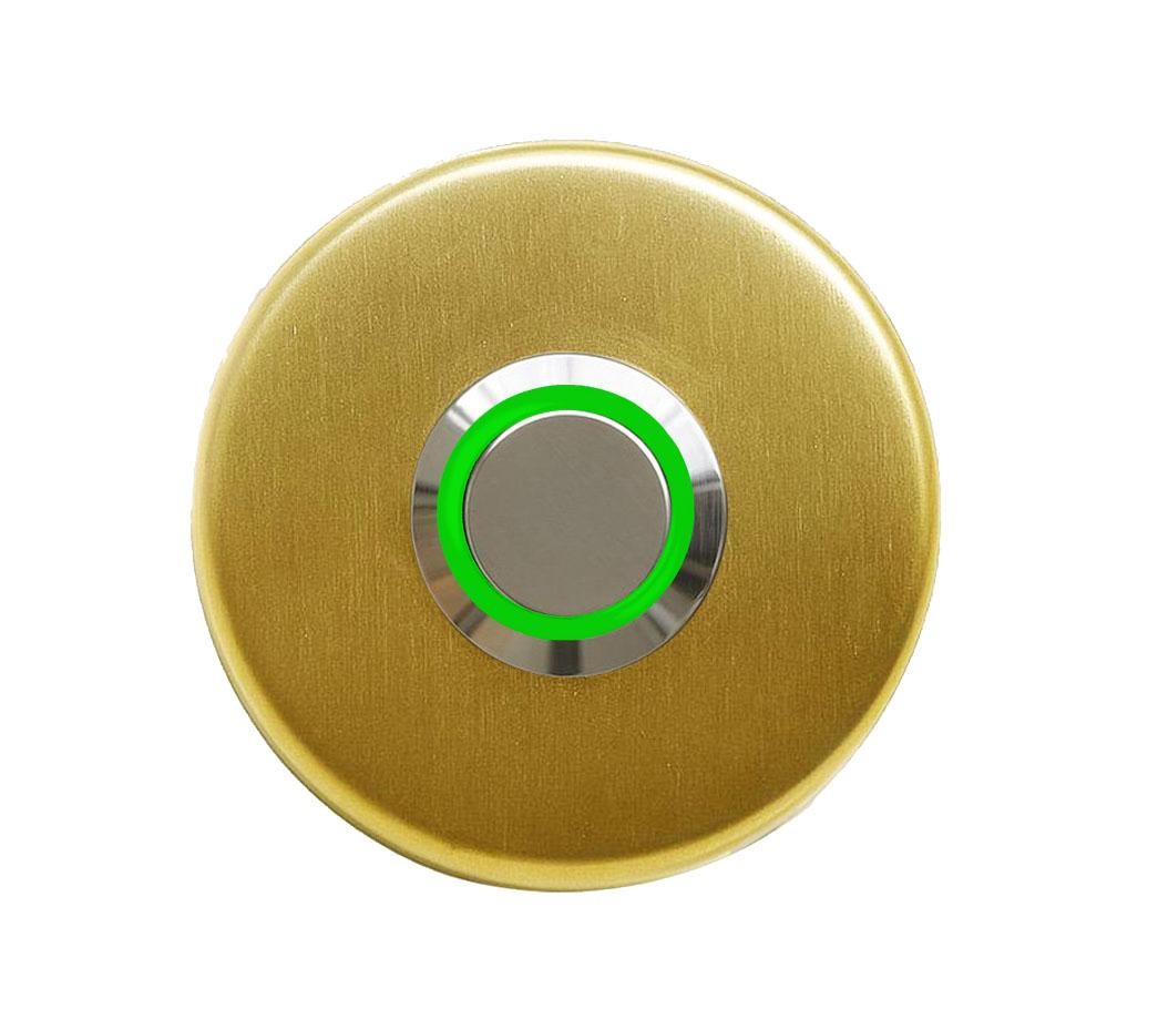 LOCKWAY Z-101GY Paslanmaz Zil Butonu - Altın Renk Yeşil Led