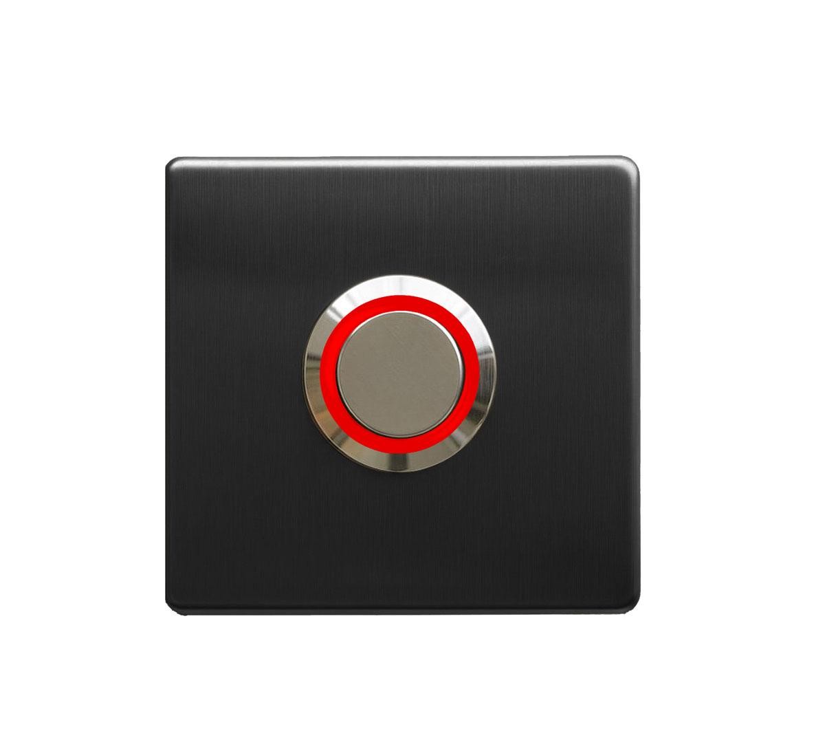 LOCKWAY Z-201SK Siyah Paslanmaz Tek Kontak Zil Butonu Kırmızı Led