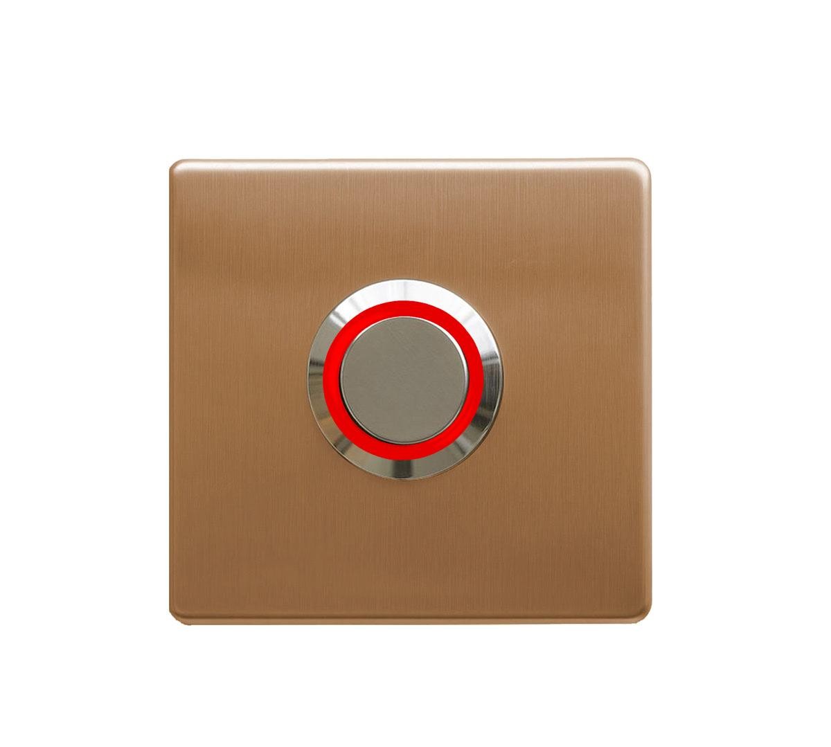 LOCKWAY Z-201ABK Antik Bronz Paslanmaz Tek Kontak Zil Butonu Kırmızı Led