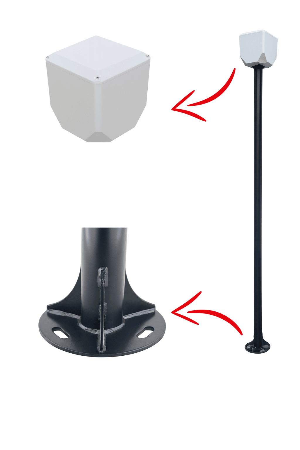 TRK-150+154 / 1.5 Mt Metal Direk + TRK-154 Küp ile Birlikte (7016 Düz Mat Antrasit Fırın Boyalı )