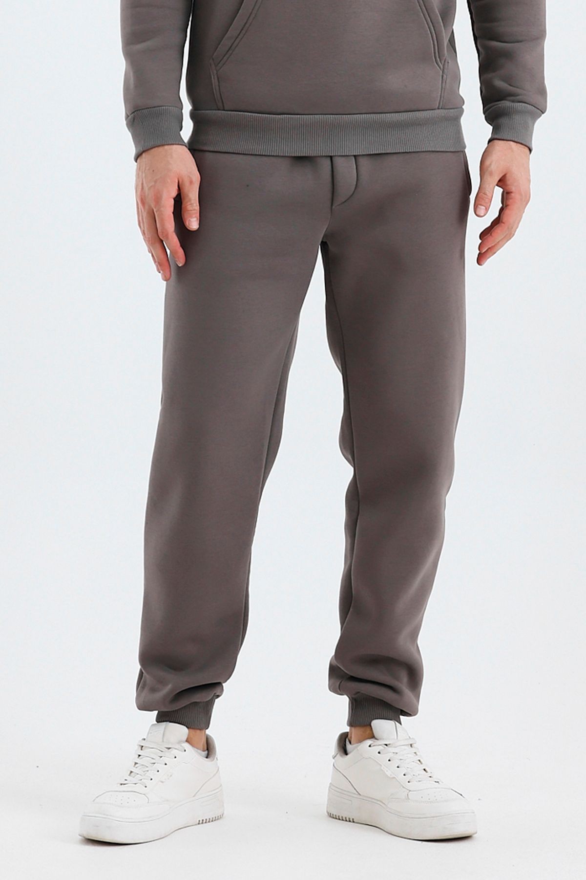 Erkek Jogger 3 İplik Alt Eşofman - füme